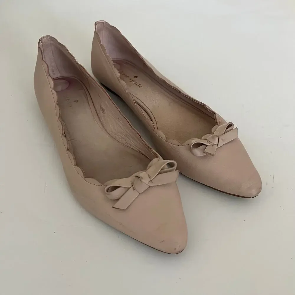Kate Spade ‘Elent' Women's 8.5M Flex Scalloped Pink Pointed Toe Ballet Flat